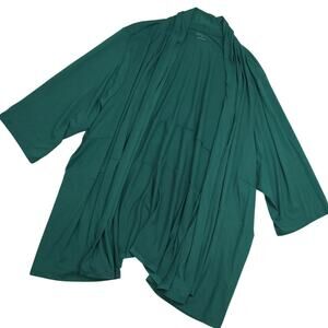 Catherines Women's Kimono Cardigan Sz 5X Open Front Mock Neck Casual Green